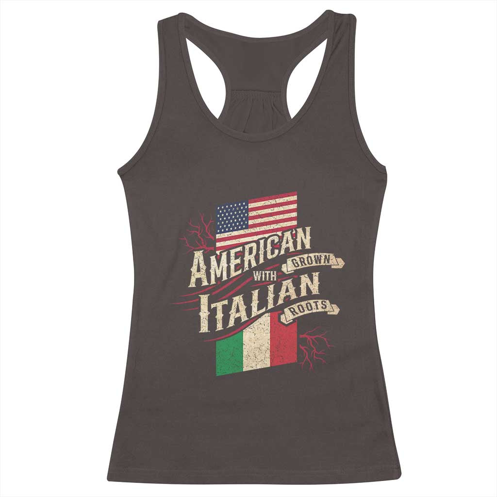American Grown Italian Roots Patriot Racerback Tank Top TS09 Dark Chocolate Print Your Wear