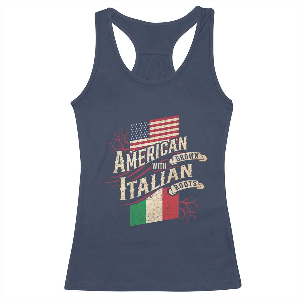 American Grown Italian Roots Patriot Racerback Tank Top TS09 Navy Print Your Wear