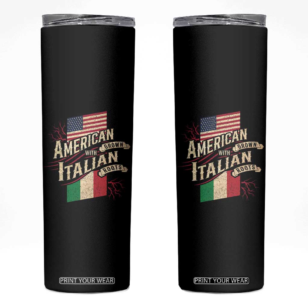 American Grown Italian Roots Patriot Skinny Tumbler TS09 Black Print Your Wear