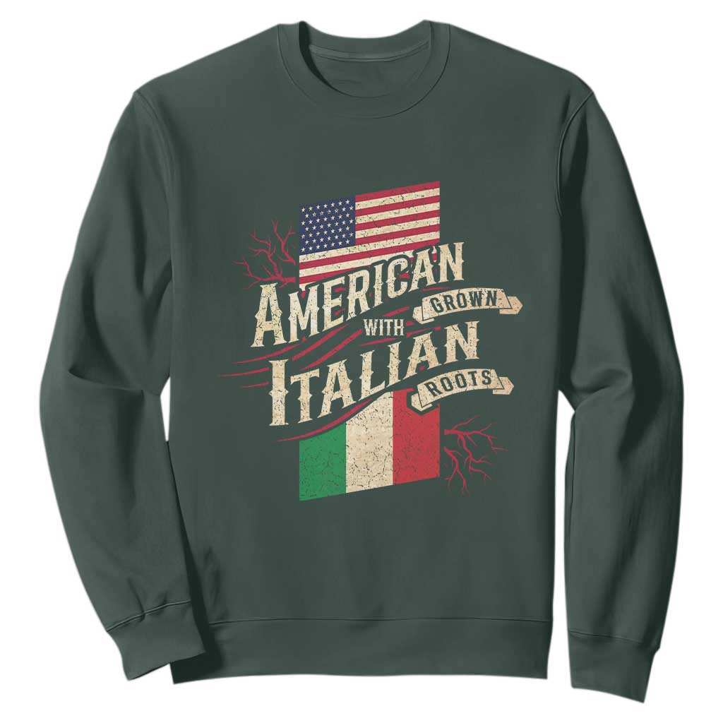 American Grown Italian Roots Patriot Sweatshirt TS09 Dark Forest Green Print Your Wear