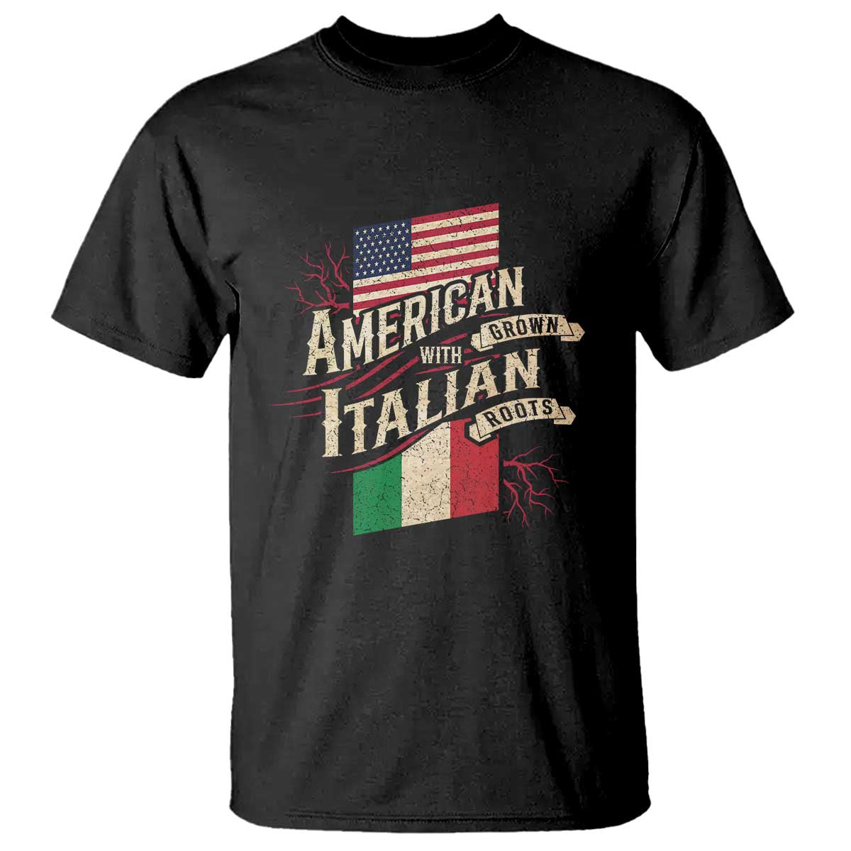 American Grown Italian Roots Patriot T Shirt TS09 Black Print Your Wear