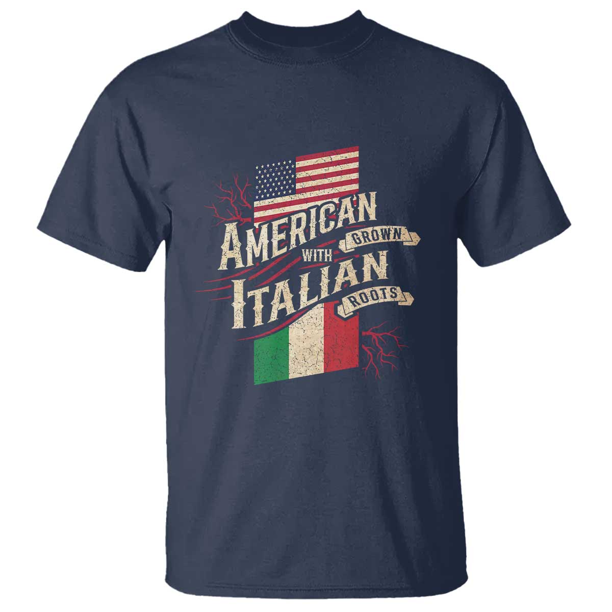 American Grown Italian Roots Patriot T Shirt TS09 Navy Print Your Wear