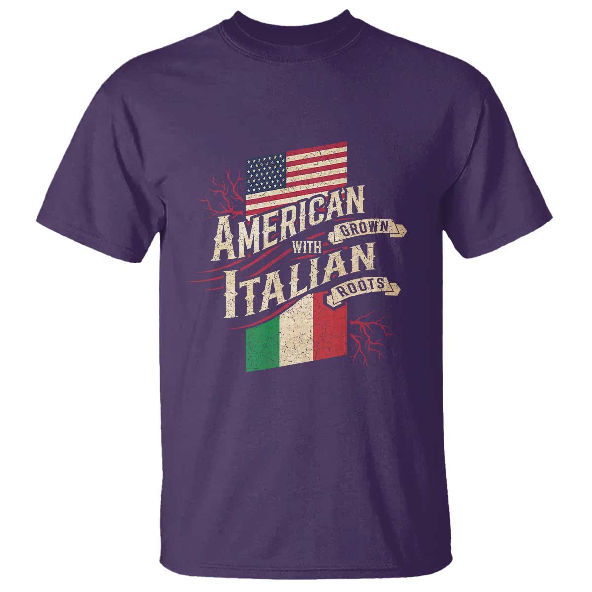 American Grown Italian Roots Patriot T Shirt TS09 Purple Print Your Wear