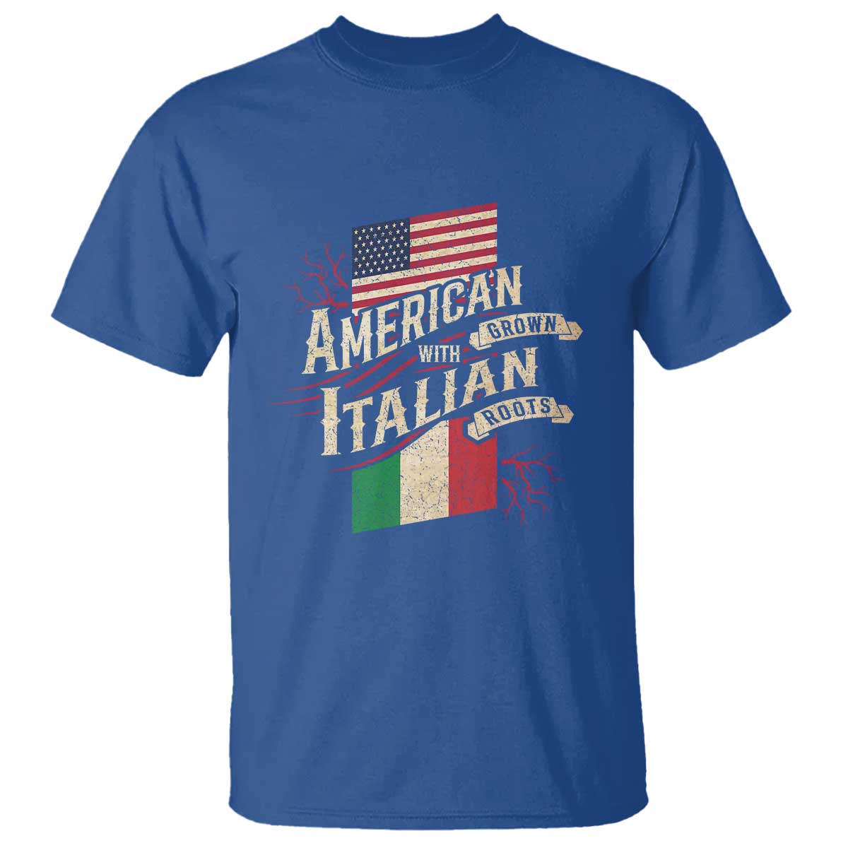 American Grown Italian Roots Patriot T Shirt TS09 Royal Blue Print Your Wear