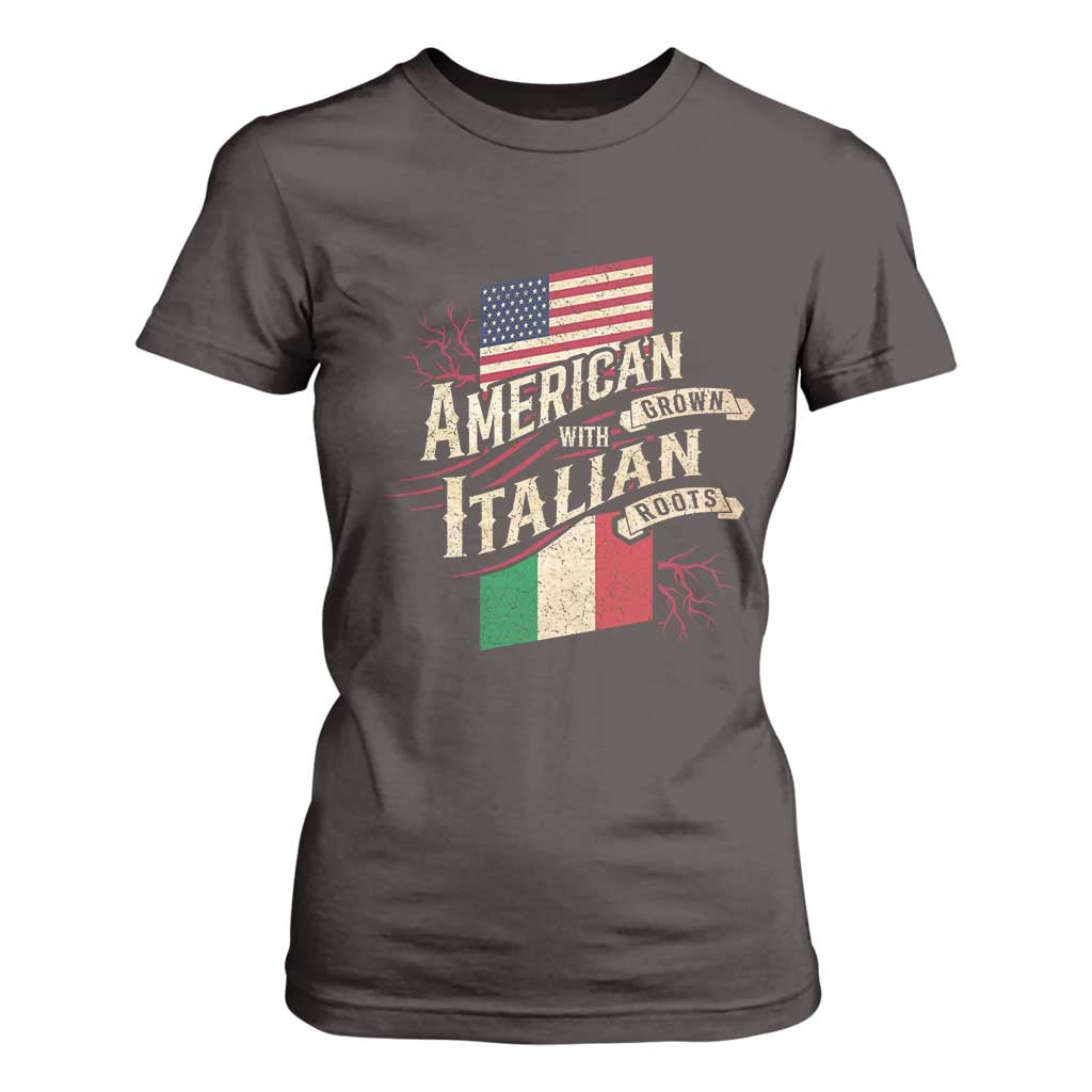 American Grown Italian Roots Patriot T Shirt For Women TS09 Dark Chocolate Print Your Wear
