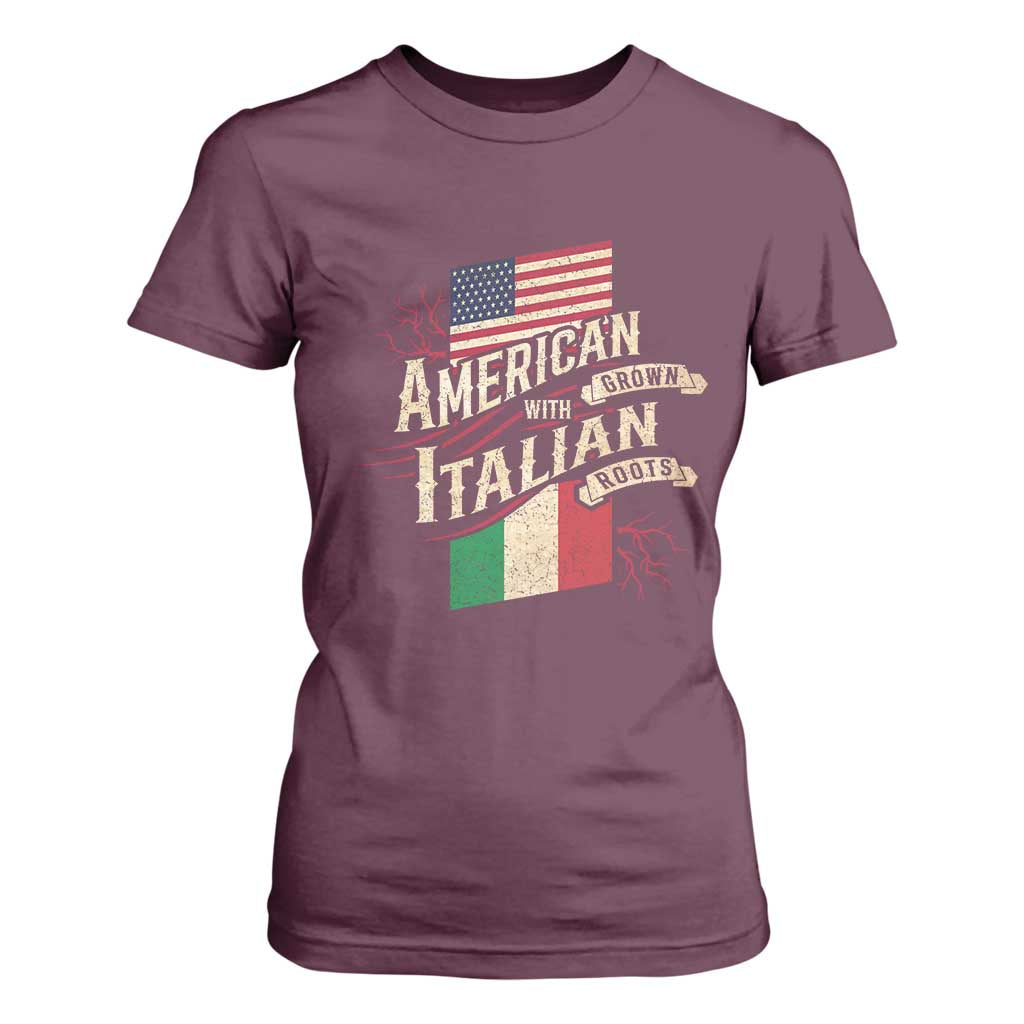 American Grown Italian Roots Patriot T Shirt For Women TS09 Maroon Print Your Wear
