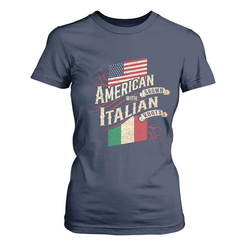 American Grown Italian Roots Patriot T Shirt For Women TS09 Navy Print Your Wear
