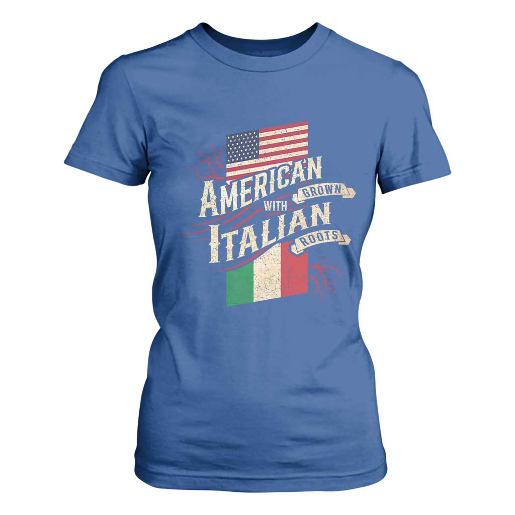American Grown Italian Roots Patriot T Shirt For Women TS09 Royal Blue Print Your Wear