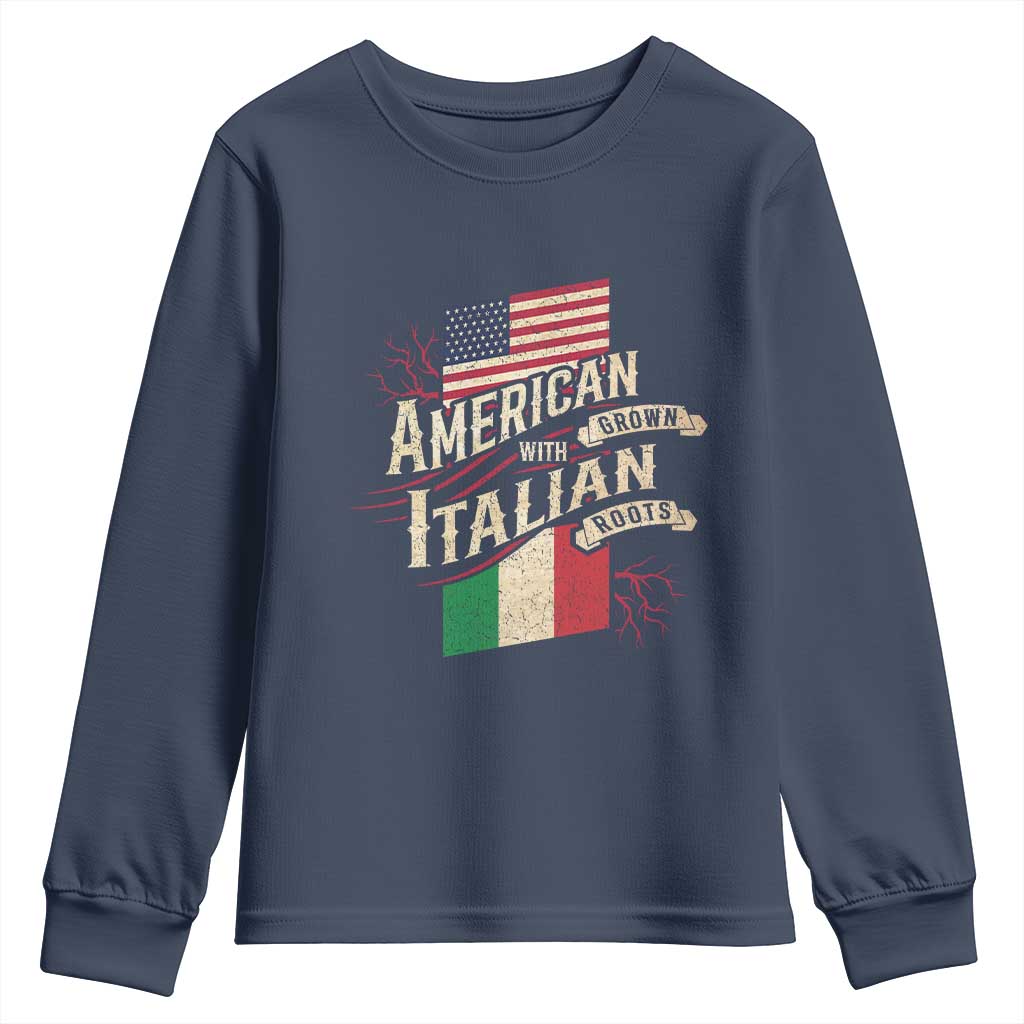 American Grown Italian Roots Patriot Youth Sweatshirt TS09 Navy Print Your Wear