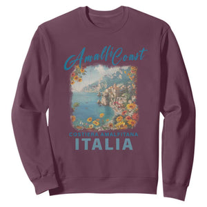 Italy Trip Sweatshirt Amalfi Coast Beautiful Beach TS09 Maroon Print Your Wear