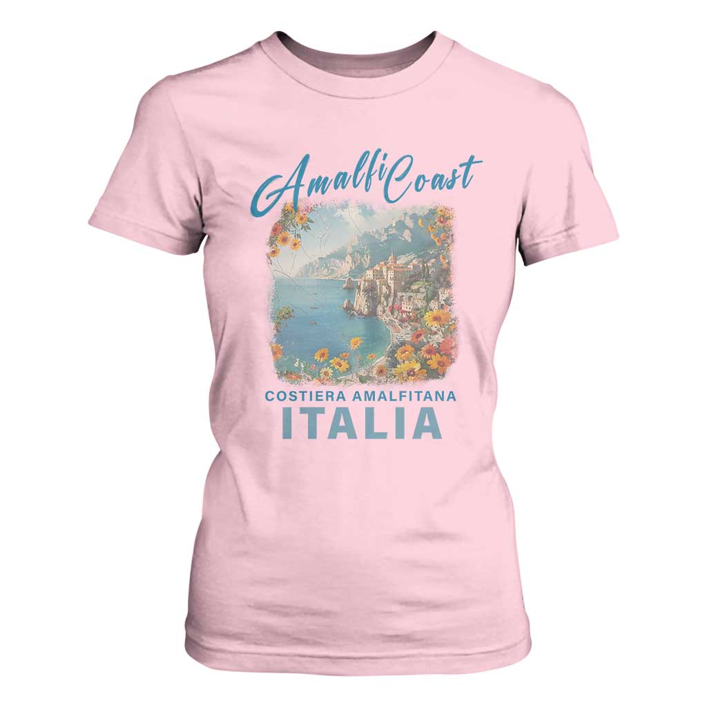Italy Trip T Shirt For Women Amalfi Coast Beautiful Beach TS09 Light Pink Print Your Wear