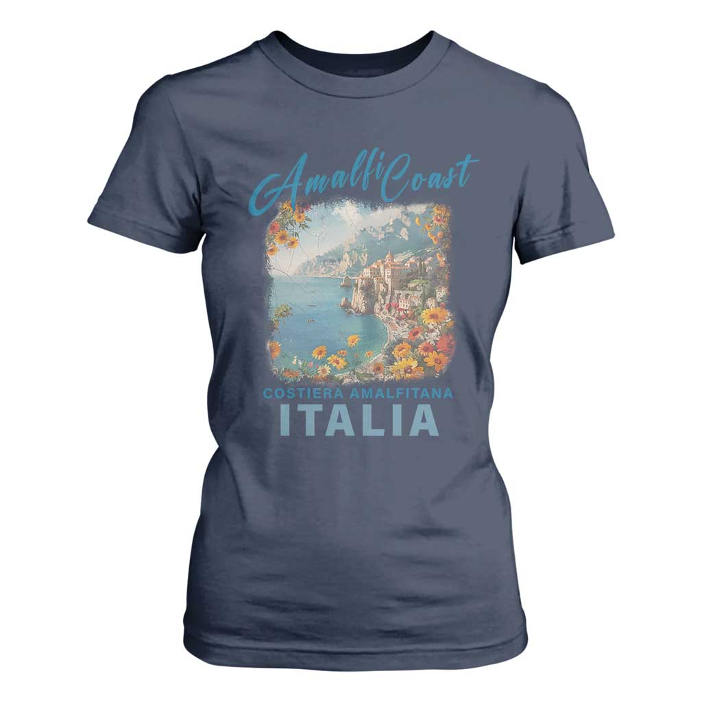 Italy Trip T Shirt For Women Amalfi Coast Beautiful Beach TS09 Navy Print Your Wear