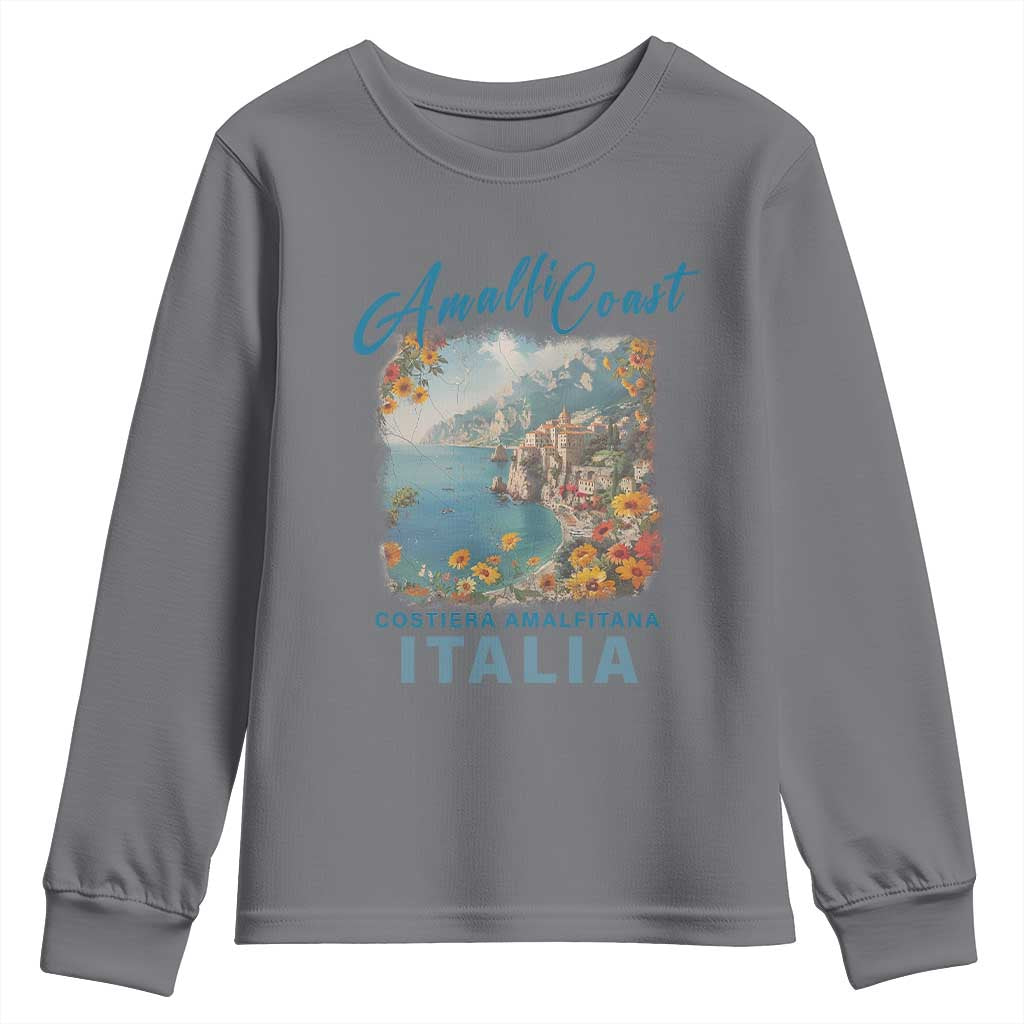 Italy Trip Youth Sweatshirt Amalfi Coast Beautiful Beach TS09 Charcoal Print Your Wear