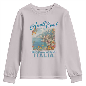 Italy Trip Youth Sweatshirt Amalfi Coast Beautiful Beach TS09 Ice Gray Print Your Wear