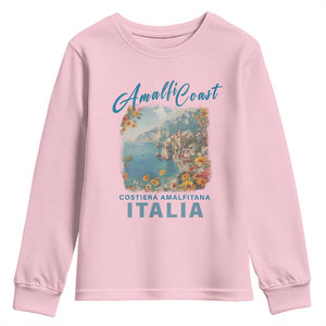 Italy Trip Youth Sweatshirt Amalfi Coast Beautiful Beach TS09 Light Pink Print Your Wear