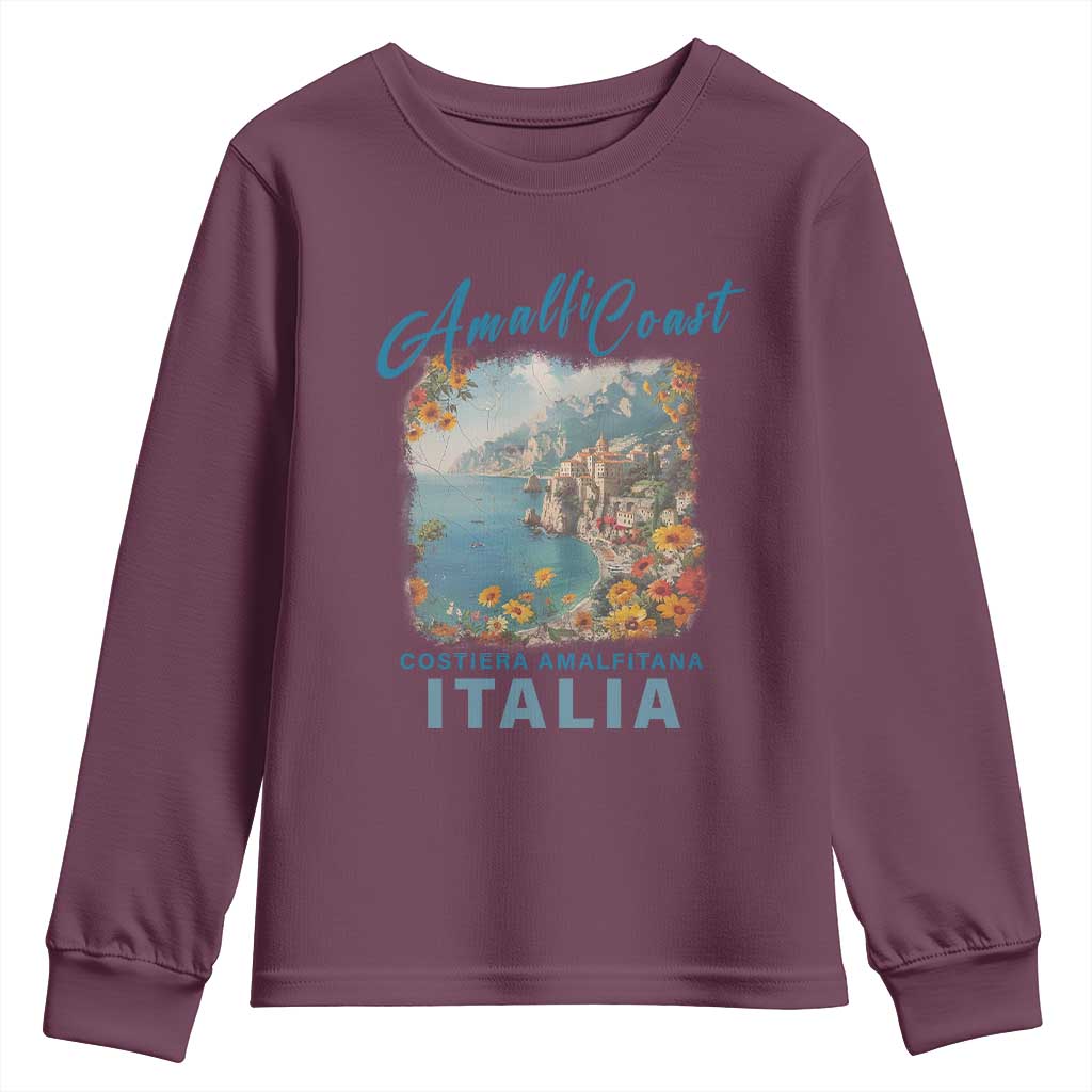 Italy Trip Youth Sweatshirt Amalfi Coast Beautiful Beach TS09 Maroon Print Your Wear