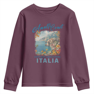 Italy Trip Youth Sweatshirt Amalfi Coast Beautiful Beach TS09 Maroon Print Your Wear