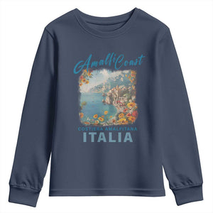 Italy Trip Youth Sweatshirt Amalfi Coast Beautiful Beach TS09 Navy Print Your Wear