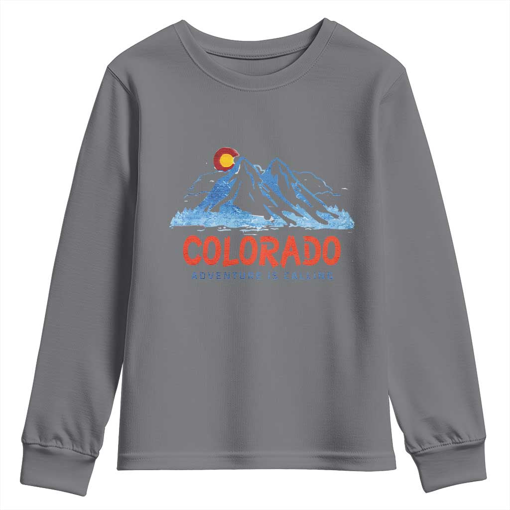 Colorado Youth Sweatshirt Adventure Is Calling Nature Lover Outdoor Activities TS09 Charcoal Print Your Wear