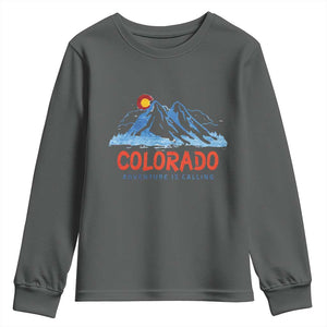 Colorado Youth Sweatshirt Adventure Is Calling Nature Lover Outdoor Activities TS09 Dark Heather Print Your Wear