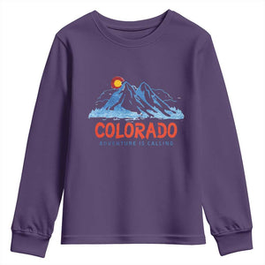 Colorado Youth Sweatshirt Adventure Is Calling Nature Lover Outdoor Activities TS09 Purple Print Your Wear