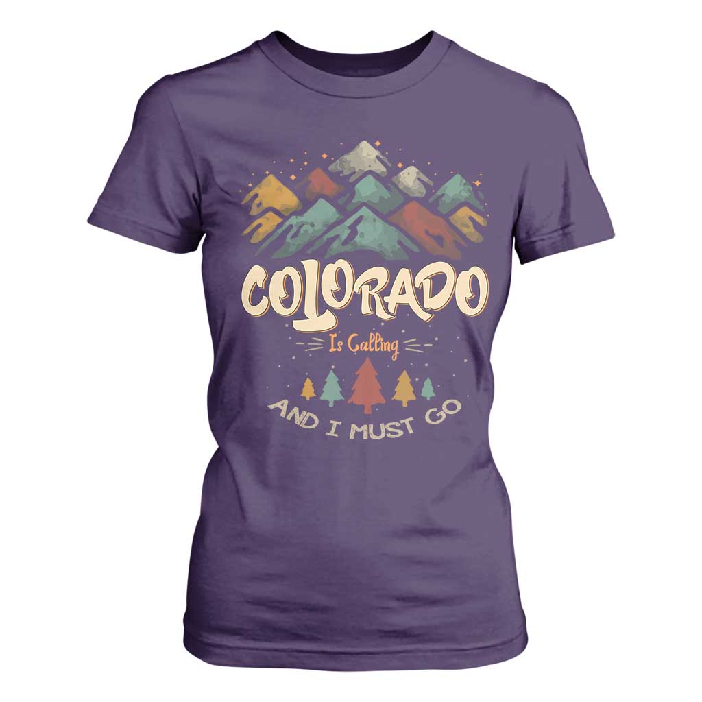 Colorado Is Calling And I Must Go T Shirt For Women Nature Lover Outdoor Activities TS09 Purple Print Your Wear