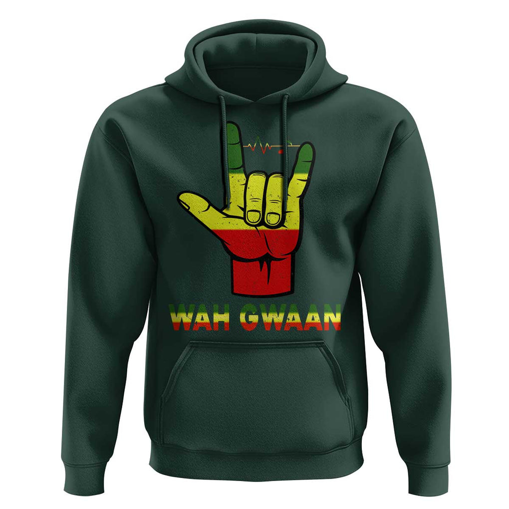 Reggae Lover Hoodie Wah Gwaan Jamaica jamaican TS09 Dark Forest Green Print Your Wear
