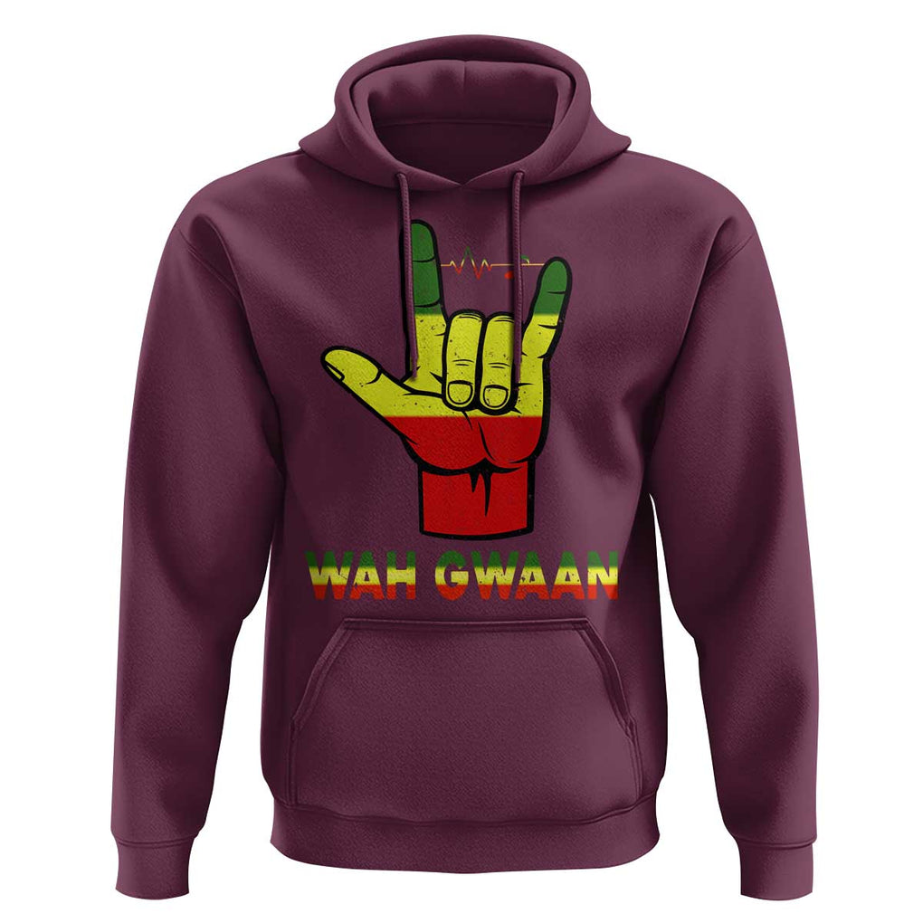 Reggae Lover Hoodie Wah Gwaan Jamaica jamaican TS09 Maroon Print Your Wear