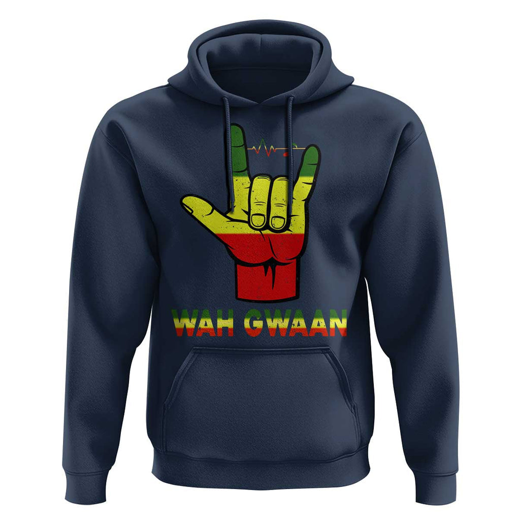 Reggae Lover Hoodie Wah Gwaan Jamaica jamaican TS09 Navy Print Your Wear
