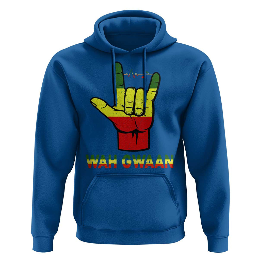 Reggae Lover Hoodie Wah Gwaan Jamaica jamaican TS09 Royal Blue Print Your Wear