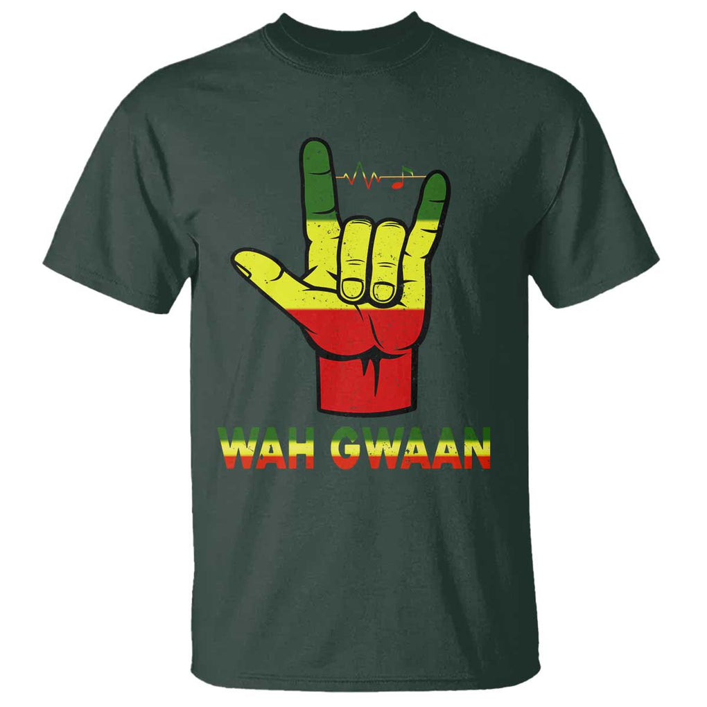 Reggae Lover T Shirt Wah Gwaan Jamaica jamaican TS09 Dark Forest Green Print Your Wear
