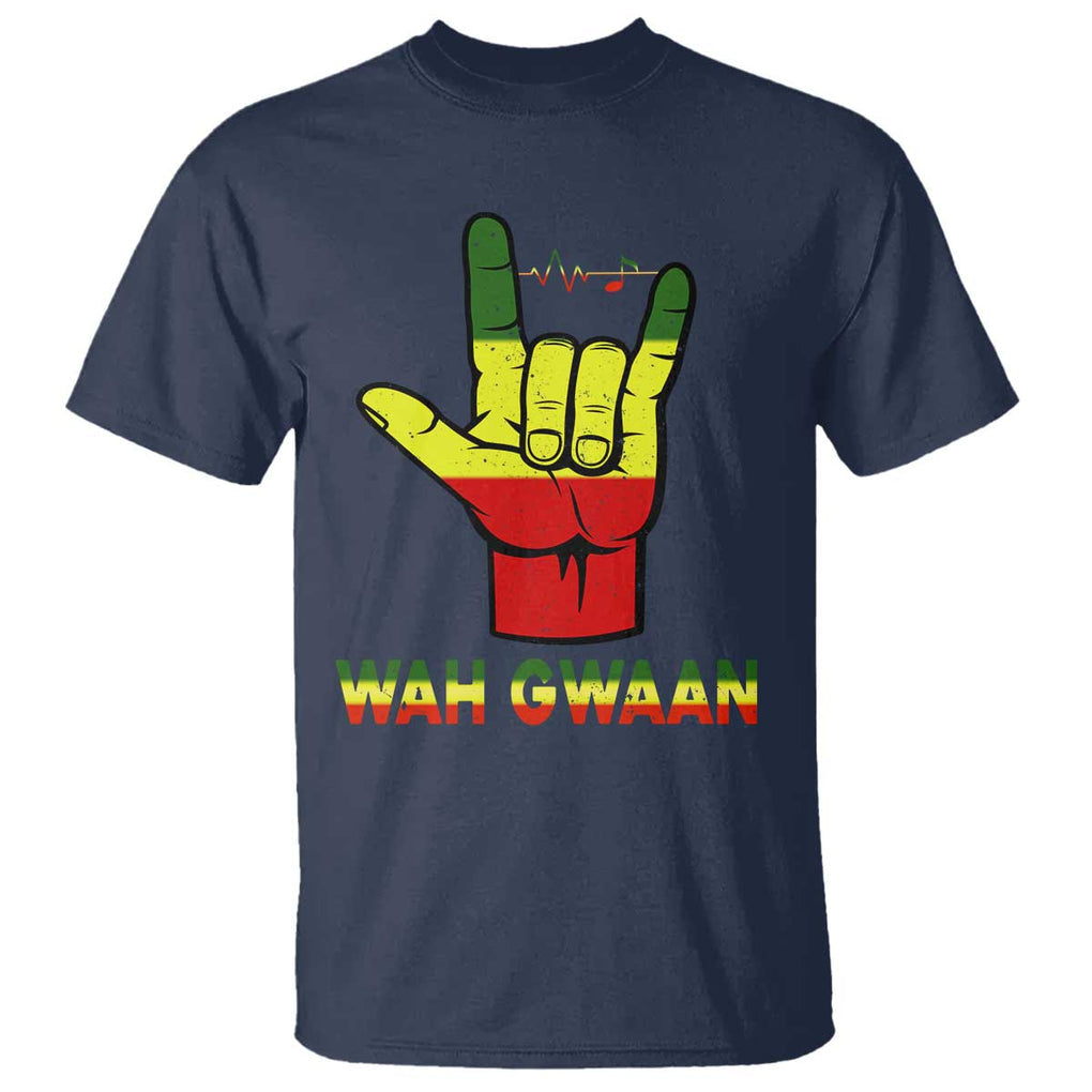 Reggae Lover T Shirt Wah Gwaan Jamaica jamaican TS09 Navy Print Your Wear