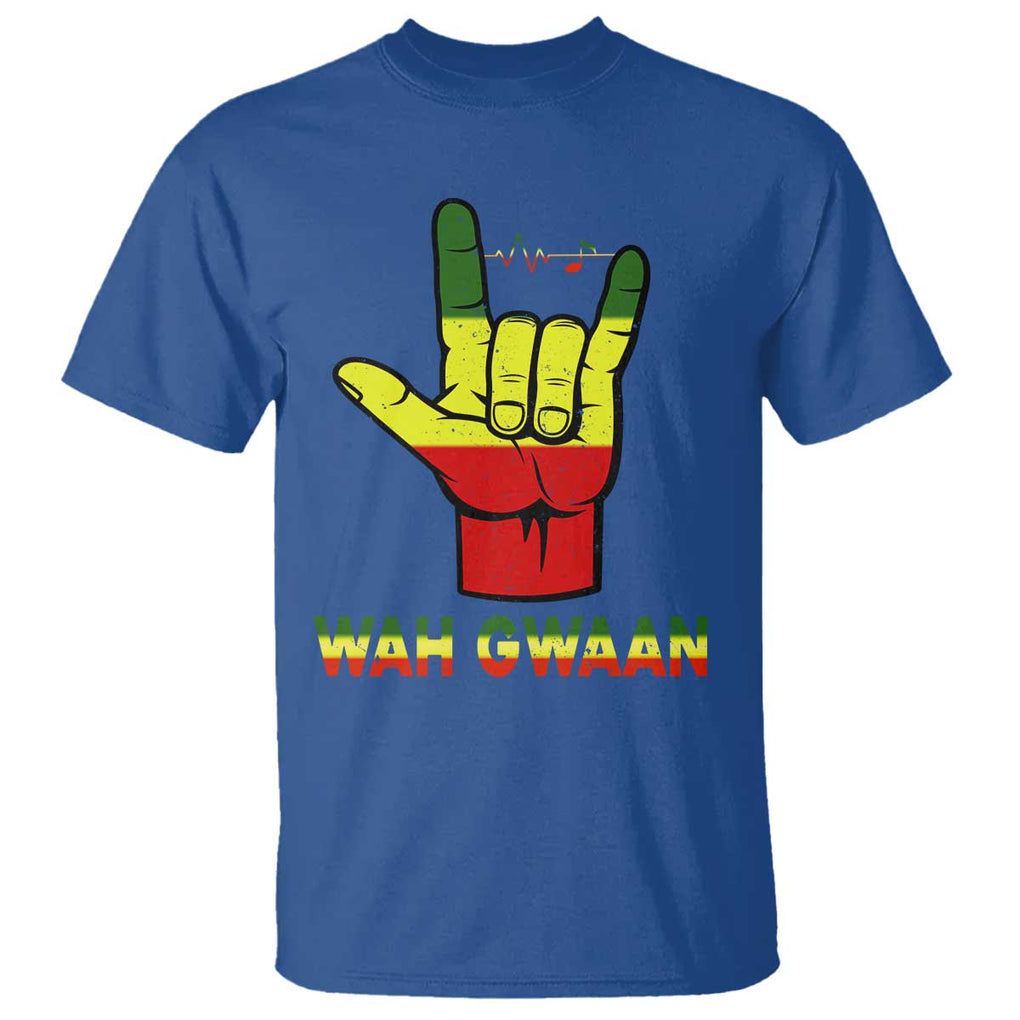 Reggae Lover T Shirt Wah Gwaan Jamaica jamaican TS09 Royal Blue Print Your Wear