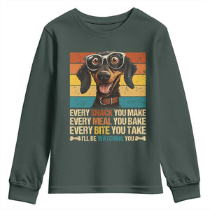 Funny Dog Lover Youth Sweatshirt I'll Be Watching You TS09 Dark Forest Green Print Your Wear