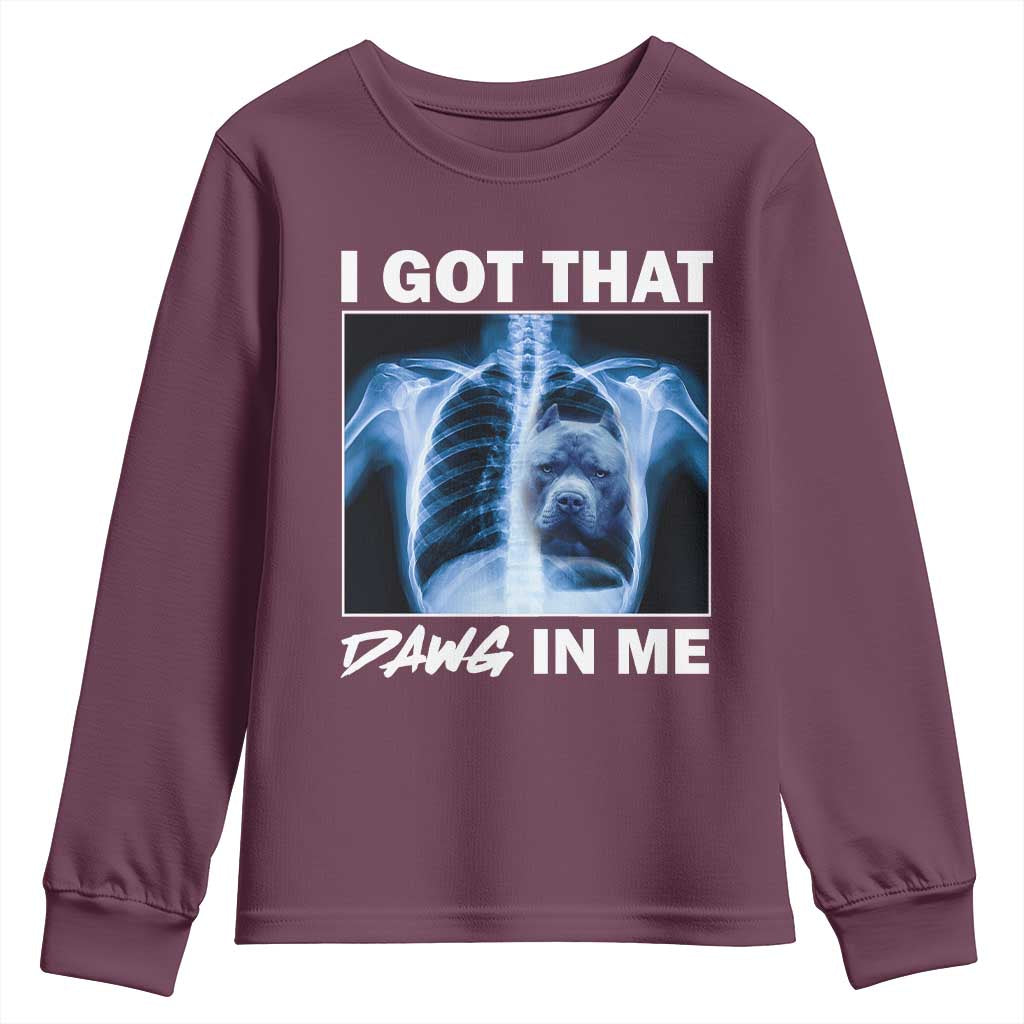 Funny I Got That Dawg In Me Xray Pitbull Meme Youth Sweatshirt TS09 Maroon Print Your Wear