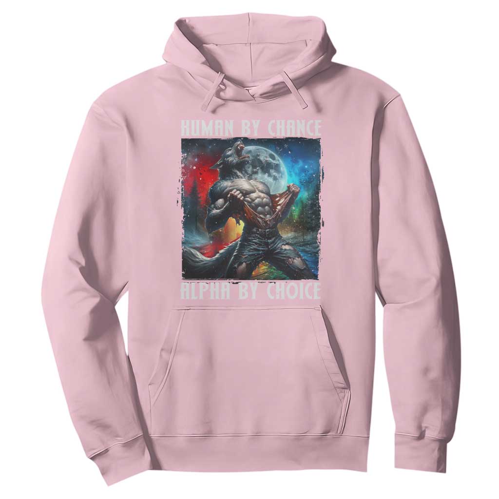 Alpha Wolf Hoodie Human By Chance Alpha By Choice TS09 Light Pink Print Your Wear