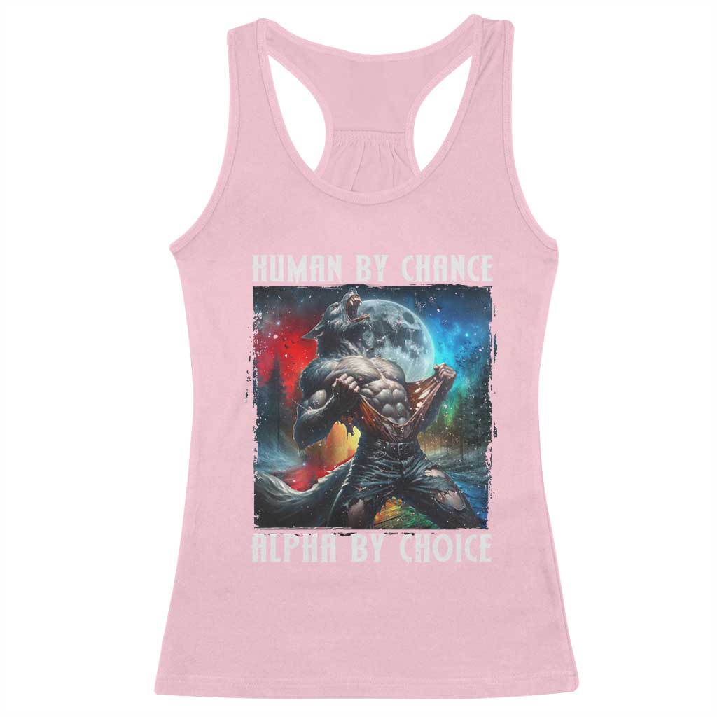 Alpha Wolf Racerback Tank Top Human By Chance Alpha By Choice TS09 Light Pink Print Your Wear