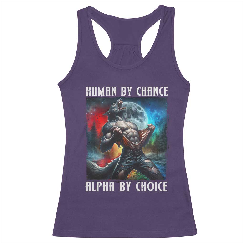 Alpha Wolf Racerback Tank Top Human By Chance Alpha By Choice TS09 Purple Print Your Wear