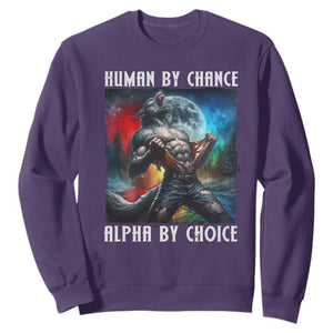 Alpha Wolf Sweatshirt Human By Chance Alpha By Choice TS09 Purple Print Your Wear