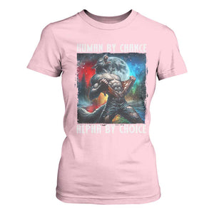 Alpha Wolf T Shirt For Women Human By Chance Alpha By Choice TS09 Light Pink Print Your Wear