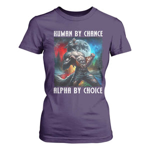 Alpha Wolf T Shirt For Women Human By Chance Alpha By Choice TS09 Purple Print Your Wear