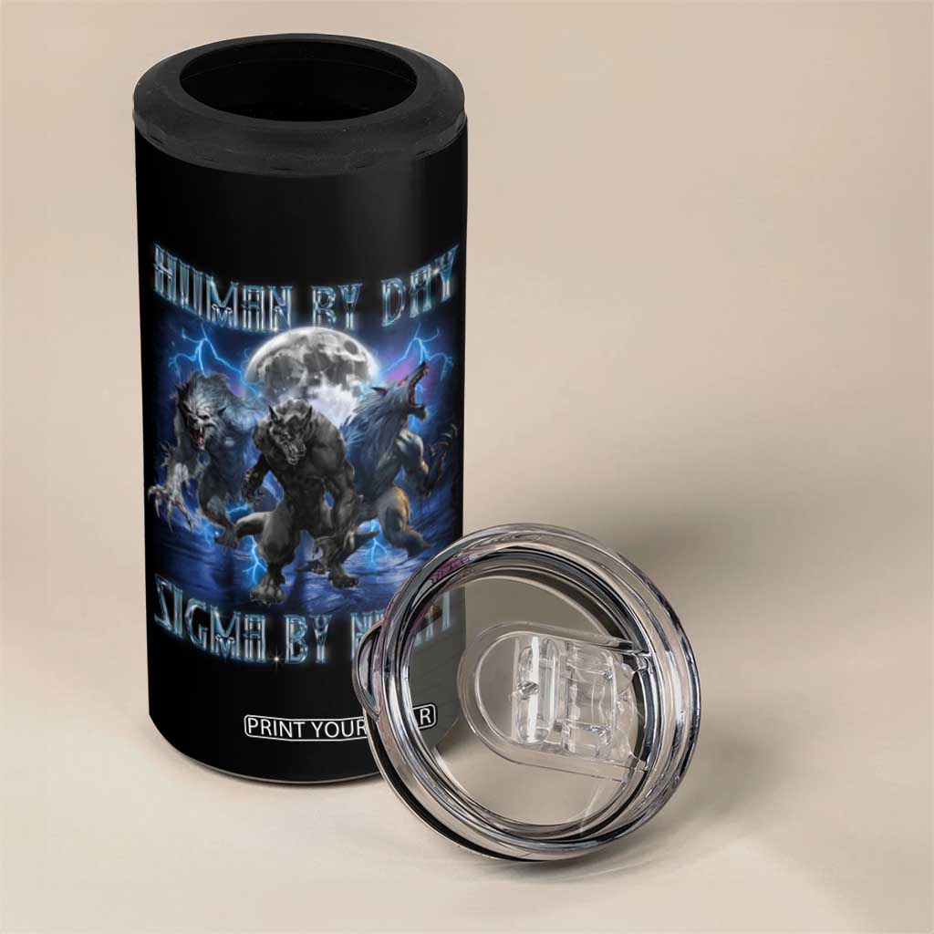 Alpha Wolf 4 in 1 Can Cooler Tumbler Human By Day Sigma By Night TS09 Print Your Wear