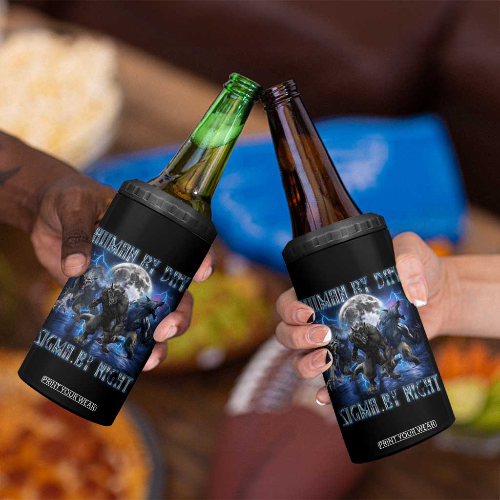 Alpha Wolf 4 in 1 Can Cooler Tumbler Human By Day Sigma By Night TS09 Print Your Wear