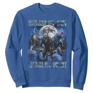 Alpha Wolf Sweatshirt Human By Day Sigma By Night TS09 Royal Blue Print Your Wear