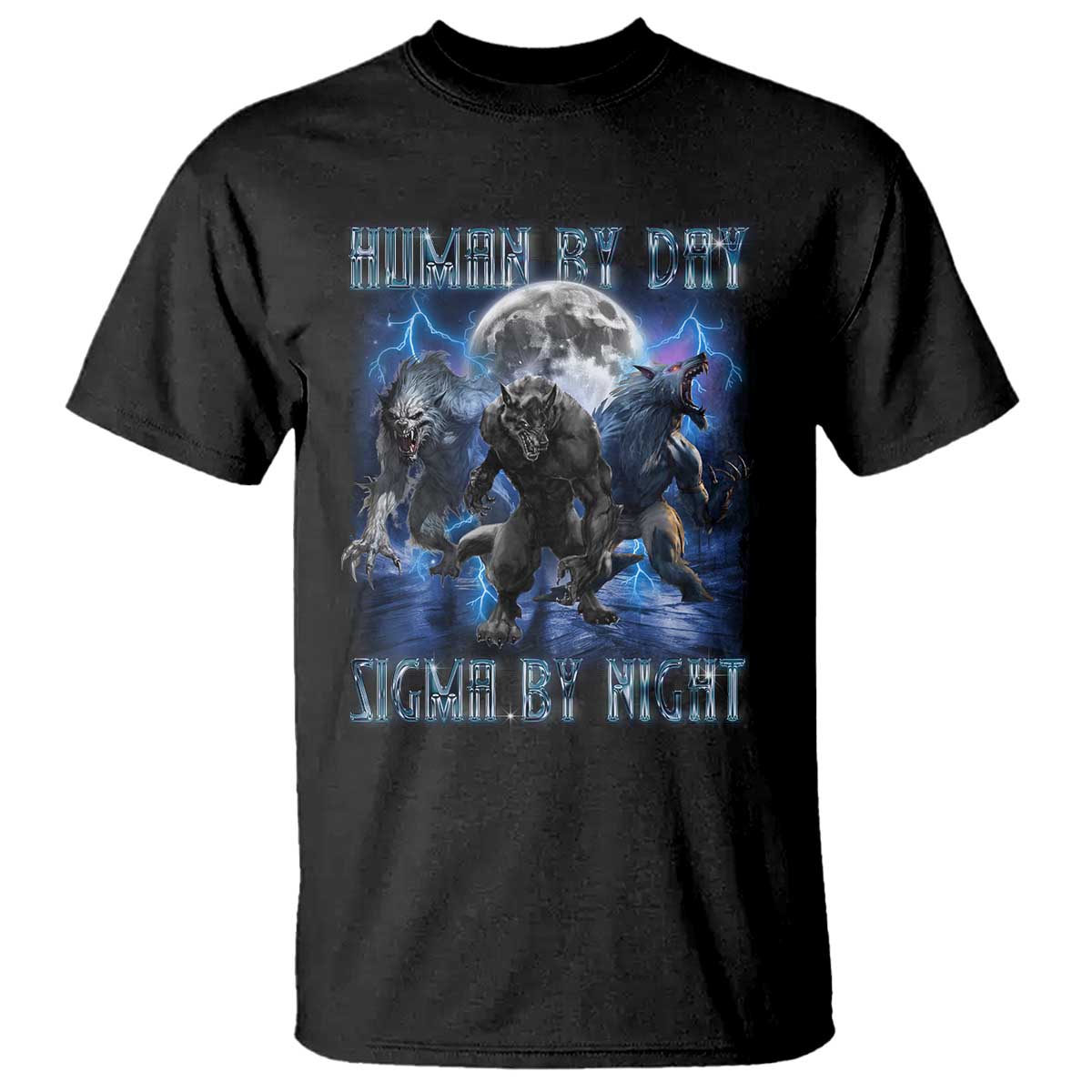 Alpha Wolf T Shirt Human By Day Sigma By Night TS09 Black Print Your Wear
