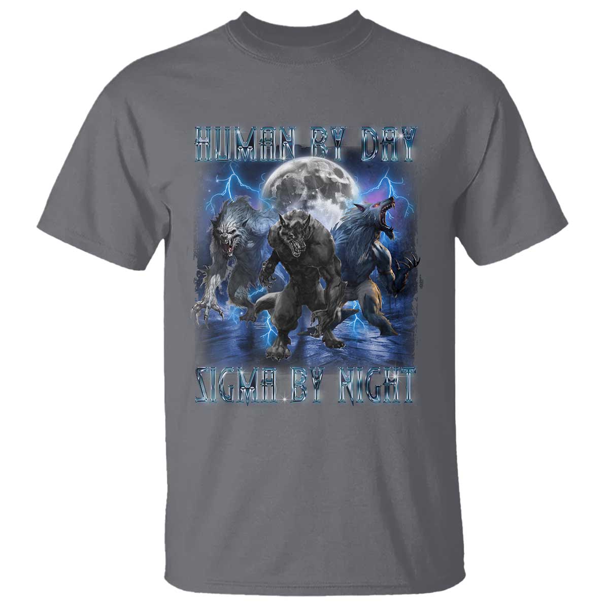 Alpha Wolf T Shirt Human By Day Sigma By Night TS09 Charcoal Print Your Wear