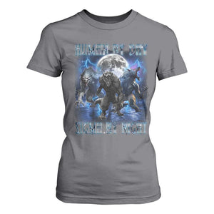 Alpha Wolf T Shirt For Women Human By Day Sigma By Night TS09 Charcoal Print Your Wear