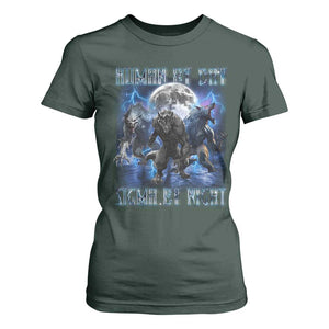 Alpha Wolf T Shirt For Women Human By Day Sigma By Night TS09 Dark Forest Green Print Your Wear