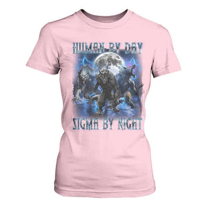 Alpha Wolf T Shirt For Women Human By Day Sigma By Night TS09 Light Pink Print Your Wear