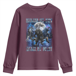 Alpha Wolf Youth Sweatshirt Human By Day Sigma By Night TS09 Maroon Print Your Wear
